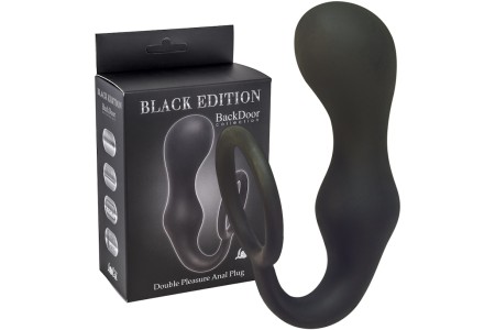 Анальная пробка с кольцом на пенис Double Pleasure Anal Plug Black
