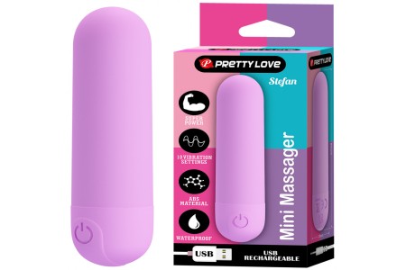 Перезаряжаемая вибропуля Pretty Love Stefan с 10 режимами вибрации лиловая