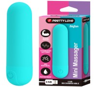 Перезаряжаемая вибропуля Pretty Love Stefan с 10 режимами вибрации бирюзовая
