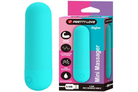 Перезаряжаемая вибропуля Pretty Love Stefan с 10 режимами вибрации бирюзовая