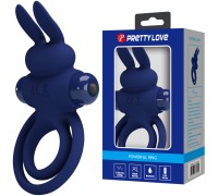 Эрекционное виброкольцо Pretty Love Vibrant Penis Ring III с петлей на мошонку синее