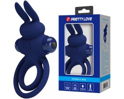 Эрекционное виброкольцо Pretty Love Vibrant Penis Ring III с петлей на мошонку синее