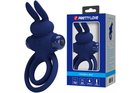 Эрекционное виброкольцо Pretty Love Vibrant Penis Ring III с петлей на мошонку синее