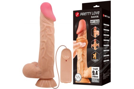 Реалистичный вибратор с эффектом двойной кожи телесный Pretty Love Sliding Skin Sadik 24 см
