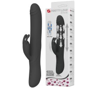 Вибромассажер Byron с клиторальным стимулятором и движущимися в стволе шариками черный