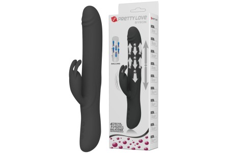 Вибромассажер Byron с клиторальным стимулятором и движущимися в стволе шариками черный
