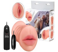 Двойной мастурбатор с вибрацией ротик с зубками и вагина Satisfaction Lucky Charm