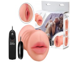 Двойной мастурбатор с вибрацией ротик с зубками и вагина Satisfaction Lucky Charm