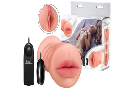 Двойной мастурбатор с вибрацией ротик с зубками и вагина Satisfaction Lucky Charm