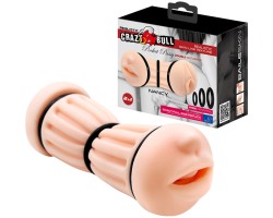 Двусторонний мастурбатор Crazy Bull Nancy вагина и ротик с уплотняющими кольцами