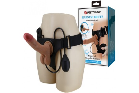 Вибрострапон на трусиках Pretty Love Harness Briefs Oher с имитацией семяизвержения 20 см