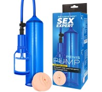 Вакуумная помпа Sex Expert с реалистичной насадкой в виде вагины синяя