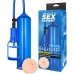 Вакуумная помпа Sex Expert с реалистичной насадкой в виде вагины синяя - фото
