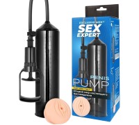 Вакуумная помпа Sex Expert с реалистичной насадкой в виде вагины черная