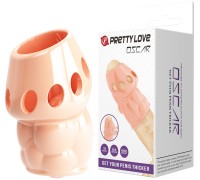 Рельефная насадка на пенис с открытой головкой Pretty Love Oscar телесная