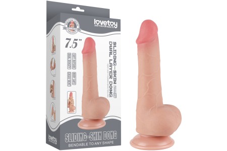 Реалистичный фаллоимитатор с эффектом двойной кожи Lovetoy Sliding-Skin Dual Layer Dong 19 см