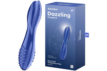 Двусторонний фаллос из стекла Satisfyer Dazzling Crystal 2 синий 20 см