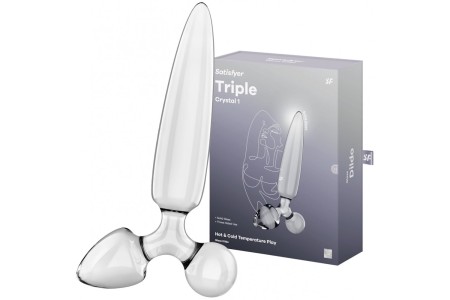 Стеклянный стимулятор 3 в 1 Satisfyer Triple Crystal 1 прозрачный 21 см