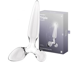 Стеклянный стимулятор 3 в 1 Satisfyer Triple Crystal 2 прозрачный 22 см