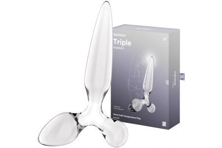 Стеклянный стимулятор 3 в 1 Satisfyer Triple Crystal 2 прозрачный 22 см