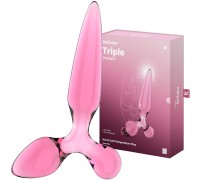 Стеклянный стимулятор 3 в 1 Satisfyer Triple Crystal 2 розовый 22 см