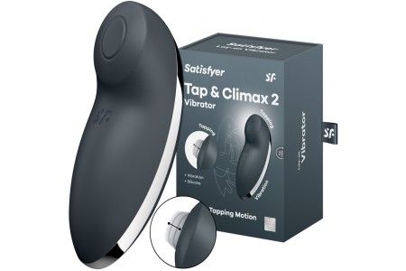 Клиторальный вибростимулятор с пульсацией Satisfyer Tap And Climax 2 серый