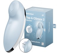 Клиторальный вибростимулятор с пульсацией Satisfyer Tap And Climax 2 голубой