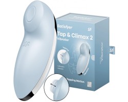 Клиторальный вибростимулятор с пульсацией Satisfyer Tap And Climax 2 голубой