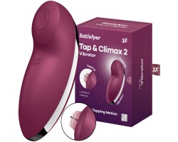 Клиторальный вибростимулятор с пульсацией Satisfyer Tap And Climax 2 бордовый