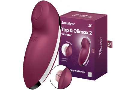 Клиторальный вибростимулятор с пульсацией Satisfyer Tap And Climax 2 бордовый