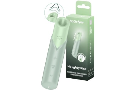 Вакуумно-волновой мини-стимулятор клитора с вибрацией помада Satisfyer Naughty Kiss