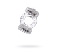 Эрекционное кольцо на пенис с двойной вибрацией TOYFA, TPE, прозрачный