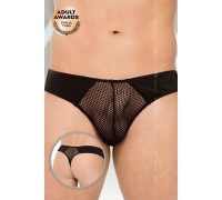 Стринги мужские со вставками из сетки SoftLine Collection, черный, XL