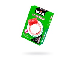 Виброкольцо LUXE VIBRO Поцелуй стриптизерши + презерватив,красный, 1 шт, 18 см