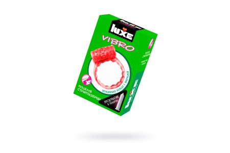 Виброкольцо LUXE VIBRO Поцелуй стриптизерши + презерватив,красный, 1 шт, 18 см