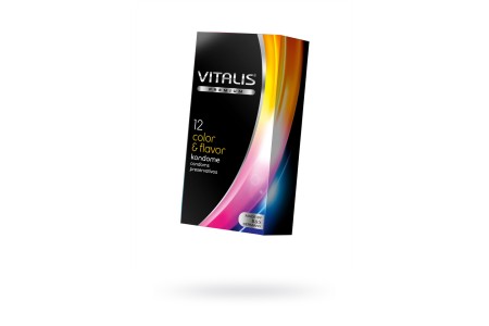 Презервативы Vitalis, premium, цветные, аромат, 18 см, 5,3 см, 12 шт.