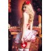 Костюм медсестры Candy Girl Lola (боди, юбка, чулки, ободок, маска, аксессуар), бело-красный, OS - фото 1