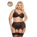 Комплект SoftLine Collection Dolores (бюстгальтер, стринги и пояс для чулок), черный, XXL - фото