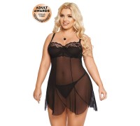 Ночная сорочка и стринги SoftLine Collection Carla, черный, XXXL