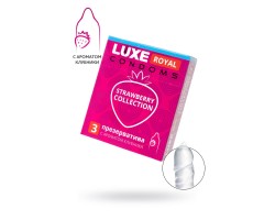 Презервативы Luxe, royal, strawberry collection, 18 см, 5,2 см, 3 шт.