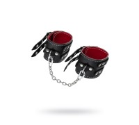 Оковы Pecado BDSM, с двумя ремнями и красной подкладкой, натуральная кожа, черные