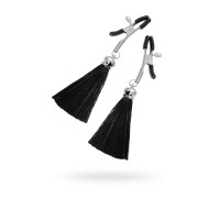 Зажимы на соски Pecado BDSM, «Прищепки», с кисточками из шелка, металл, черные