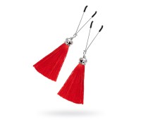 Зажимы на соски Pecado BDSM, «Вилки», с кисточками из шелка, металл, красные