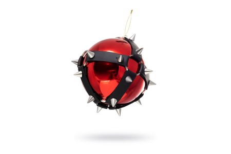Новогодний шар Pecado BDSM, с шипами, глянцевый, красный, 10 см