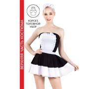 Верхняя часть костюма «Горничная», Pecado BDSM, корсет, головной убор, черно-белый, 44