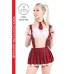 Верхняя часть костюма «Американская школьница», Pecado BDSM, топ, галстук, бело-красный, 42 - фото