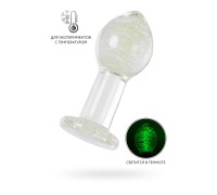 Анальная втулка Sexus Glass светящаяся в темноте, стекло, прозрачная, 6,5 см
