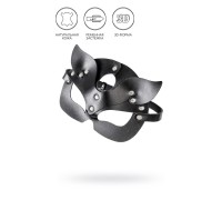 Маска кошки Pecado BDSM, рельефная, натуральная кожа, чёрная