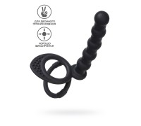Насадка на пенис для двойного проникновения Black&Red by TOYFA, силикон, черная, 19,5 см