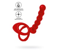 Насадка на пенис для двойного проникновения Black&Red by TOYFA, силикон, красная, 19,5 см